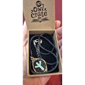 Owl Crate Jr Runestone Pendant Necklace Cactus Enamel Gold Gaming Stocking Stuff
